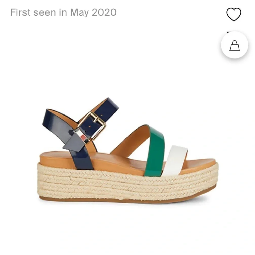 Tommy Hilfiger Marri Flatform espadrille navy, green and white strap sandal